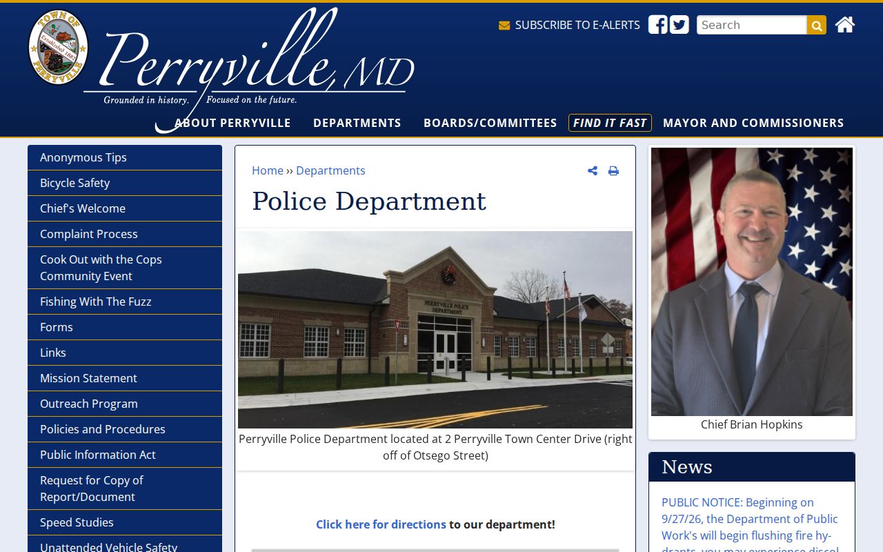 Perryville Police Department contact page used for Perryville warrant records guidance